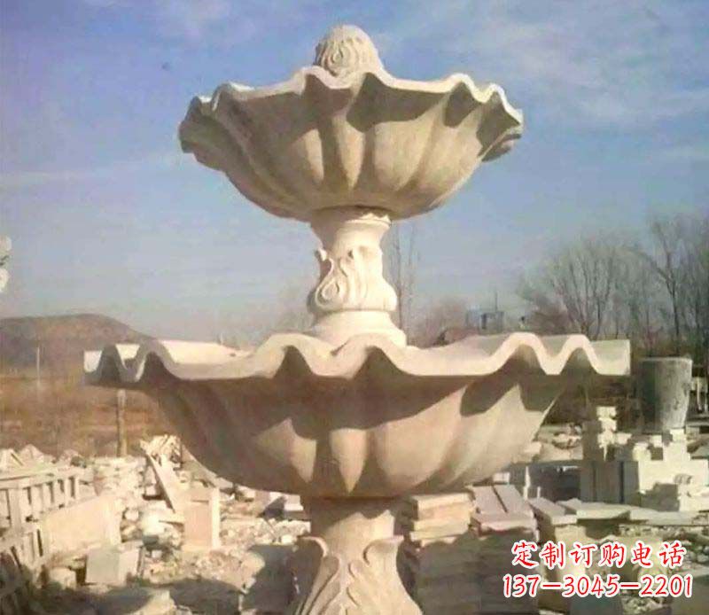 山西晚霞红大型喷泉石雕