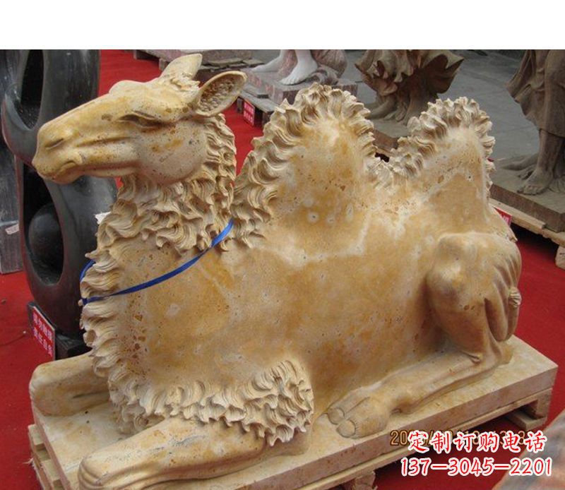 山西晚霞红动物骆驼石雕