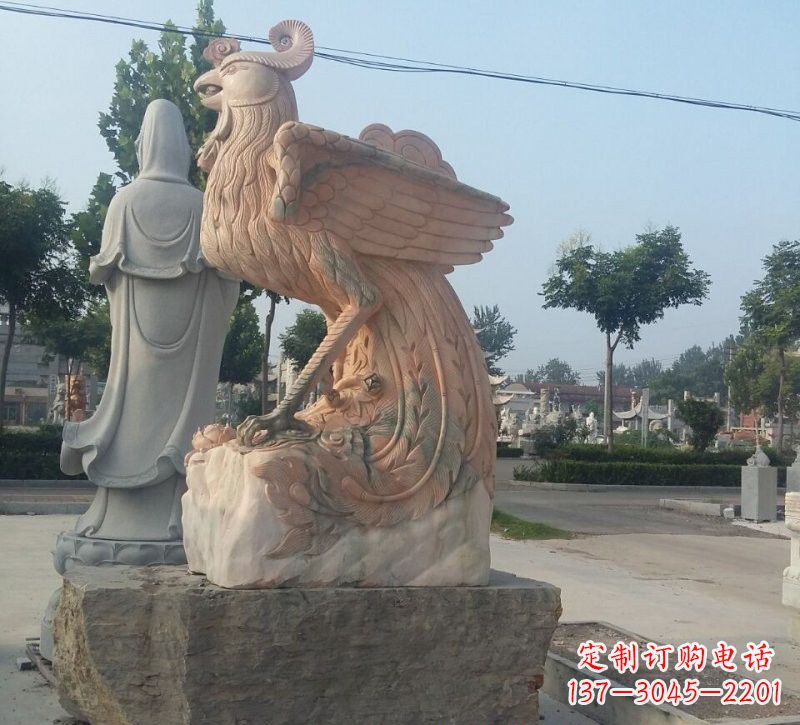 山西晚霞红凤凰石雕