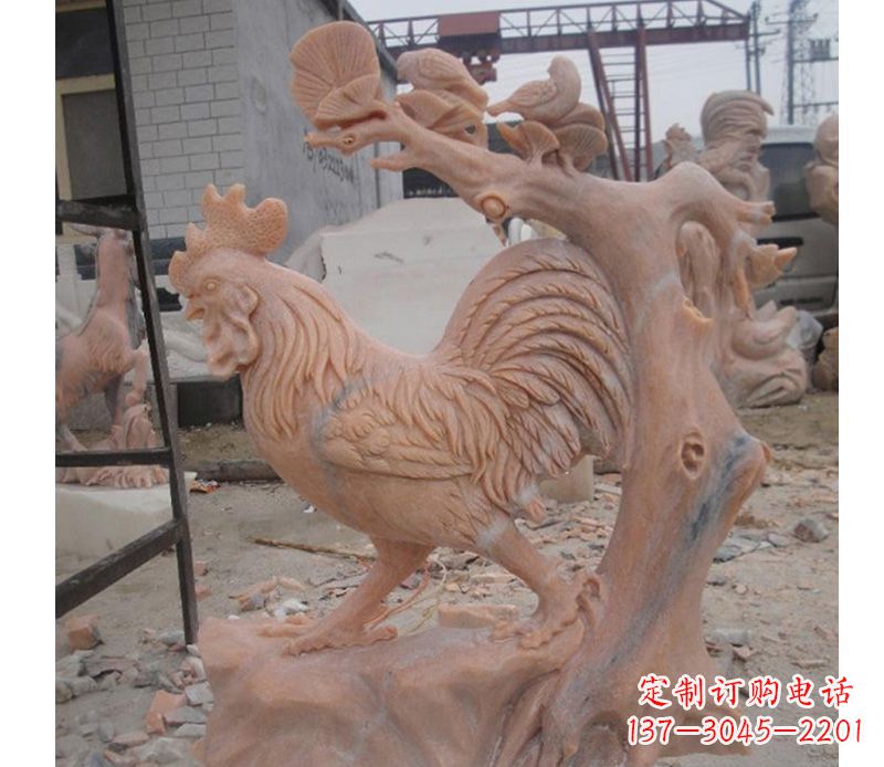 山西晚霞红公鸡雕塑