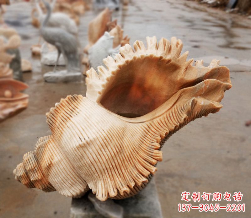 山西晚霞红海螺石雕广场景观雕塑