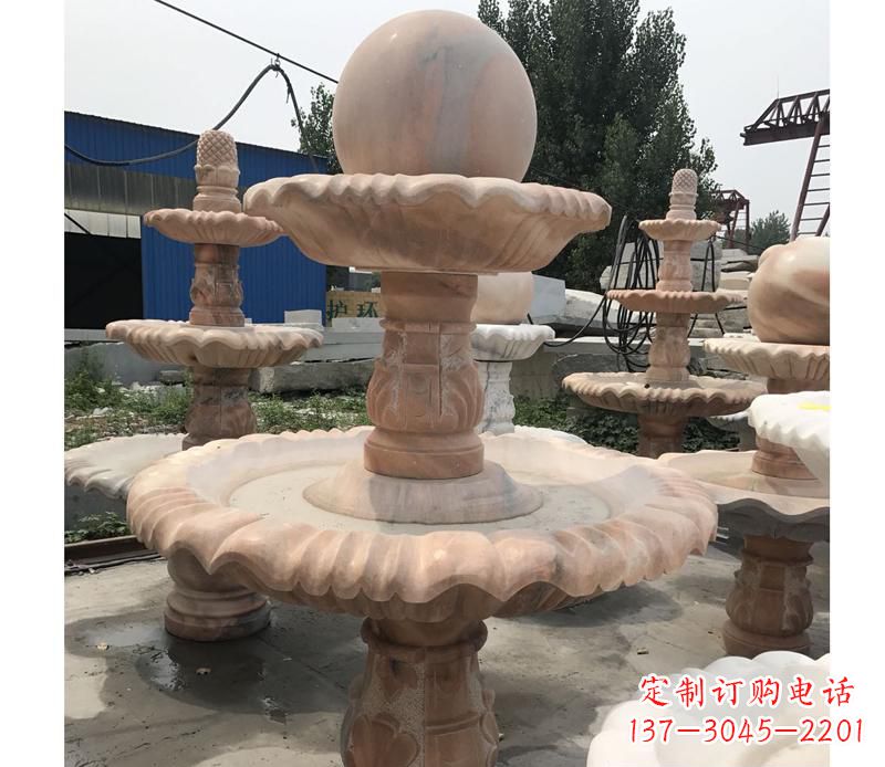 山西晚霞红景观风水球雕塑