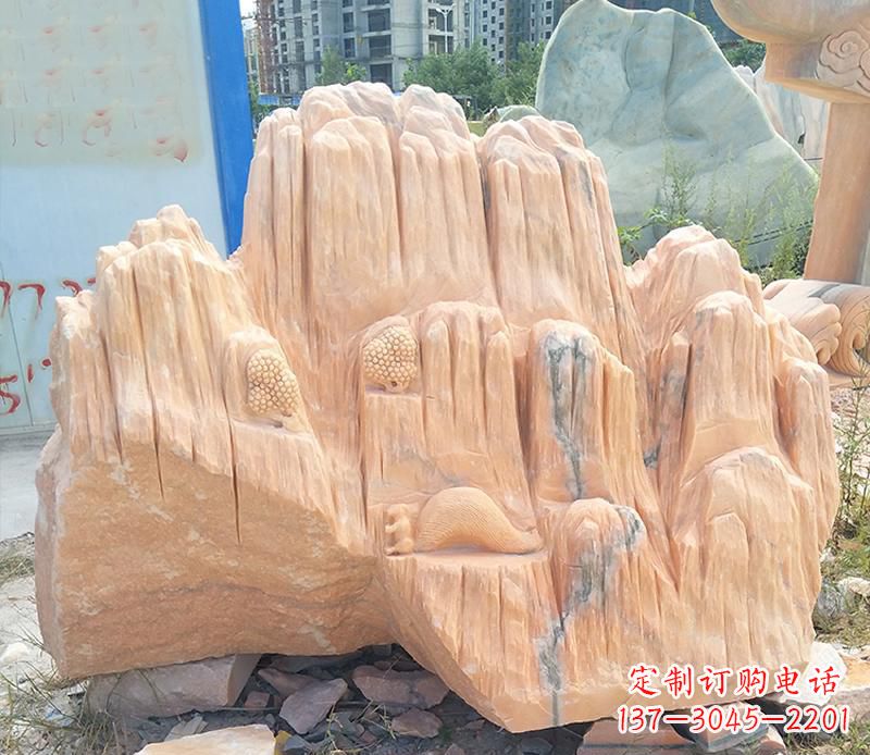 山西晚霞红景观假山雕塑