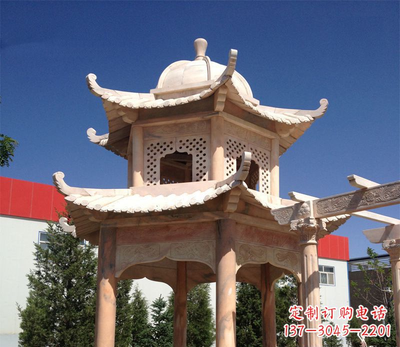 山西晚霞红景观凉亭雕塑