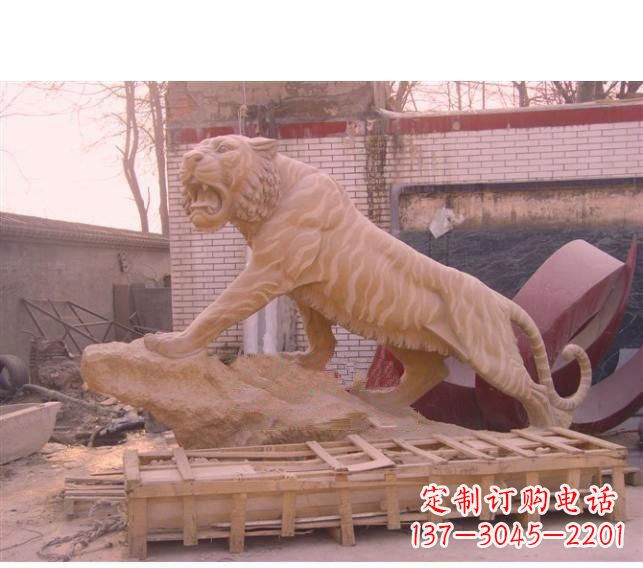 山西晚霞红老虎石雕 (2)