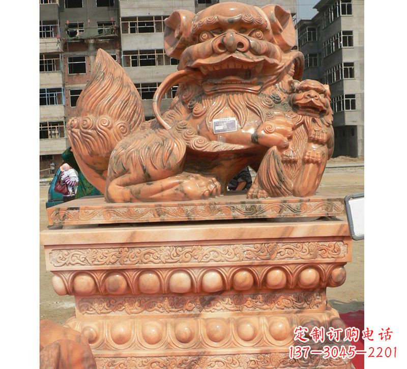山西晚霞红南方石狮子