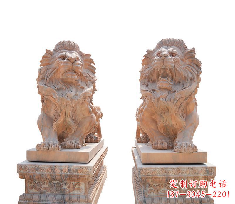 山西晚霞红欧式狮子雕塑