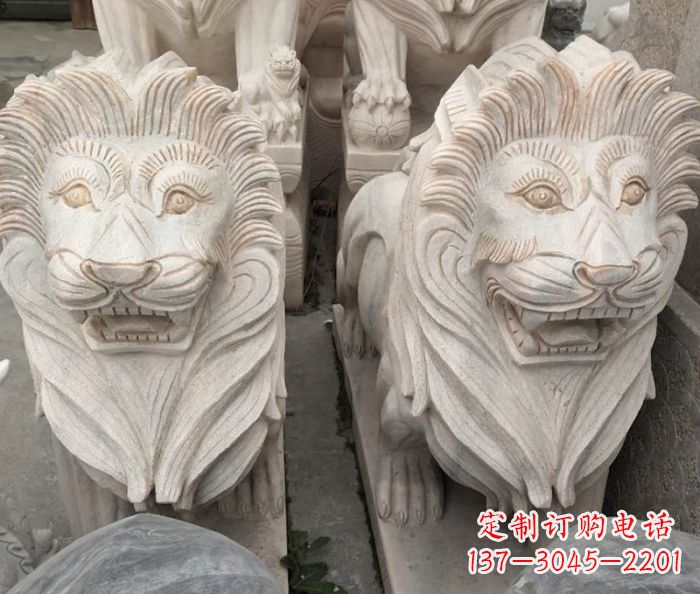 山西晚霞红欧式狮子石雕 (2)