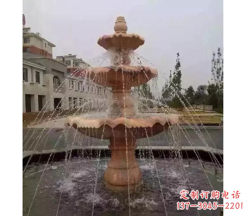 山西晚霞红喷泉雕塑