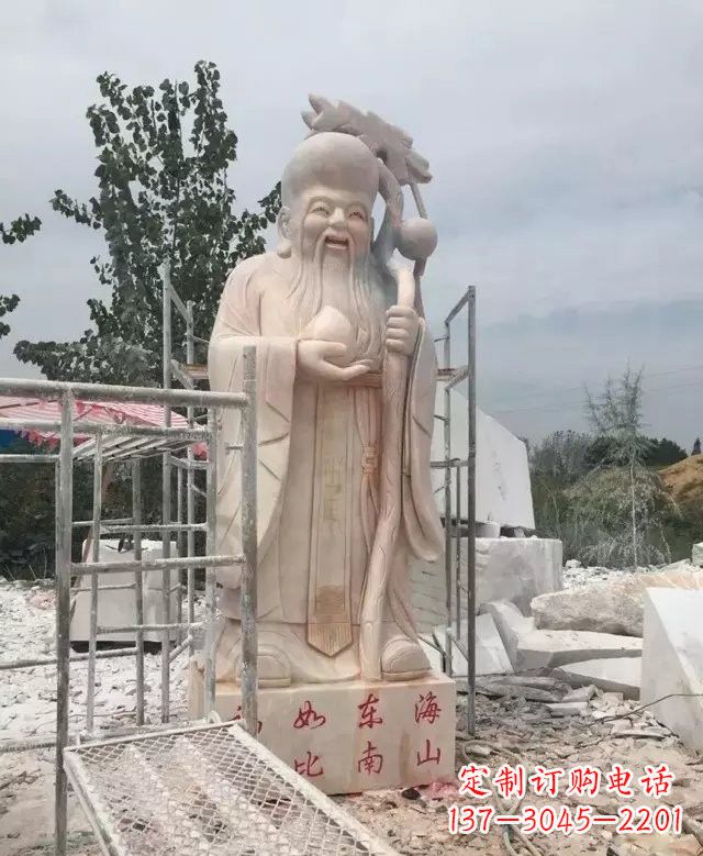 山西晚霞红神像老寿星雕塑