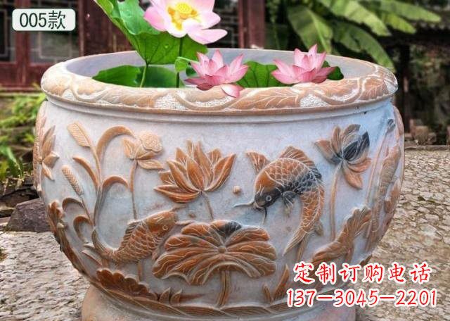 山西晚霞红水缸鱼缸雕塑