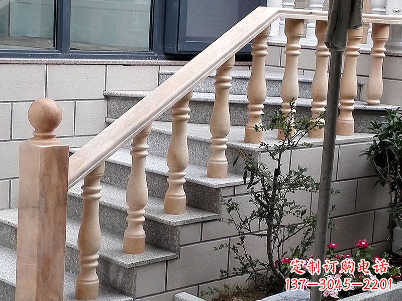 山西晚霞红小区栏杆石雕
