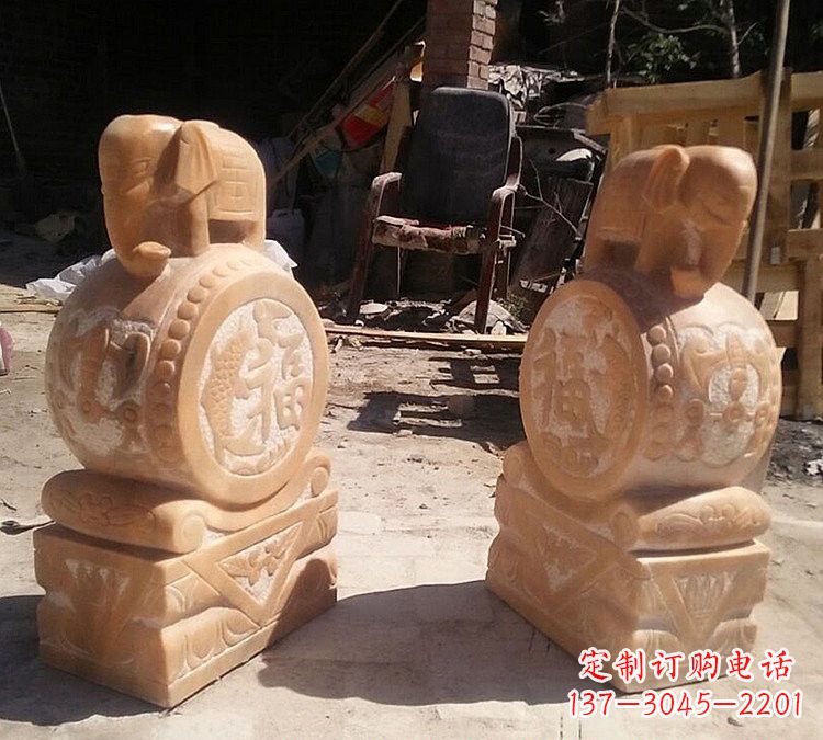 山西晚霞红小象门墩