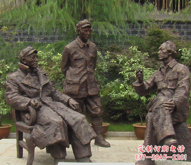 山西伟人毛泽东刘伯承铜雕