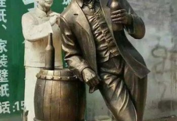山西牛仔喝酒广场人物铜雕