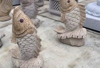 山西花岗岩石雕-鲤鱼雕塑