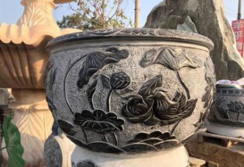 山西荷花浮雕鱼缸雕塑，让空间更加生机勃勃