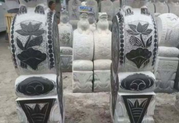 山西中领雕塑推出的青石荷花浮雕门墩雕塑，使用…