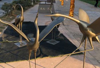 山西上海不锈钢动物鹤雕塑，精美绝伦