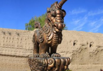 山西神兽獬豸古铜雕塑摆件