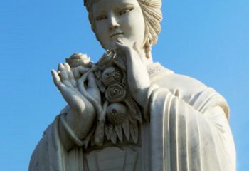 山西石榴之美——十二花神之五月石榴李氏汉白玉古代美女雕像