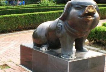 山西古典中国十二生肖猪铜雕塑