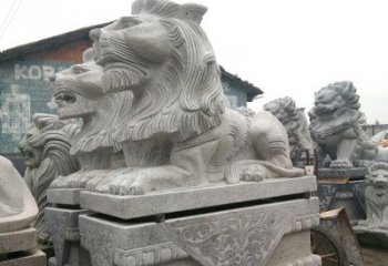 山西优质石雕汇丰狮子雕塑