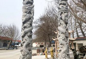 山西中领雕塑传统工艺制作精美石雕盘龙柱