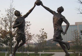 山西铜雕打篮球人物