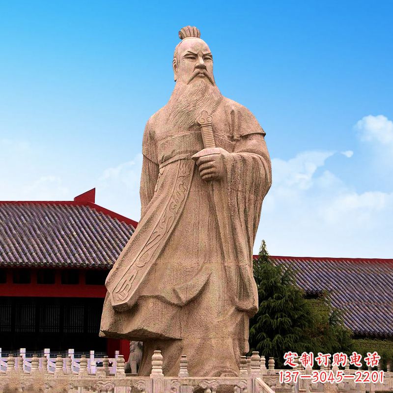山西魏武帝曹操砂岩石雕塑像