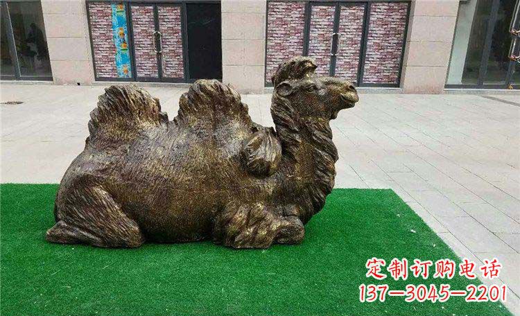 山西卧着的骆驼动物铜雕