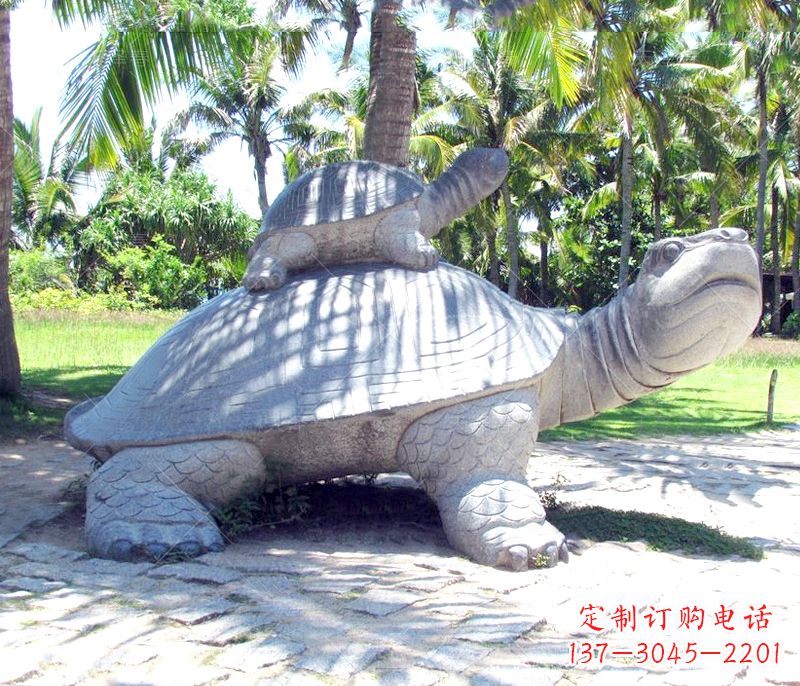 山西乌龟母子石雕