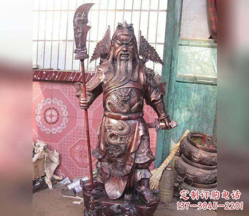 山西武财神关公提刀铜雕