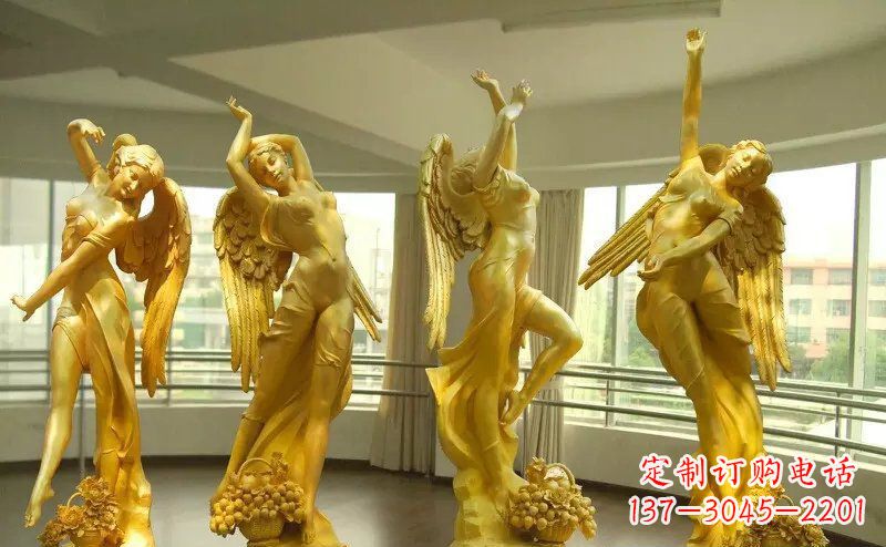 山西舞蹈四女神玻璃钢仿铜人物雕塑