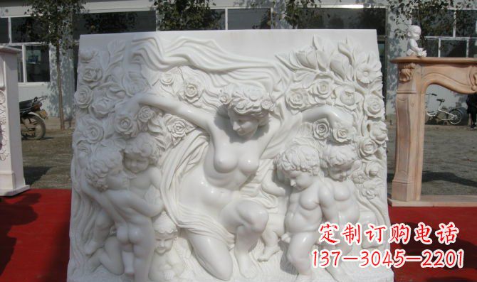 山西西方女人与孩子汉白玉浮雕