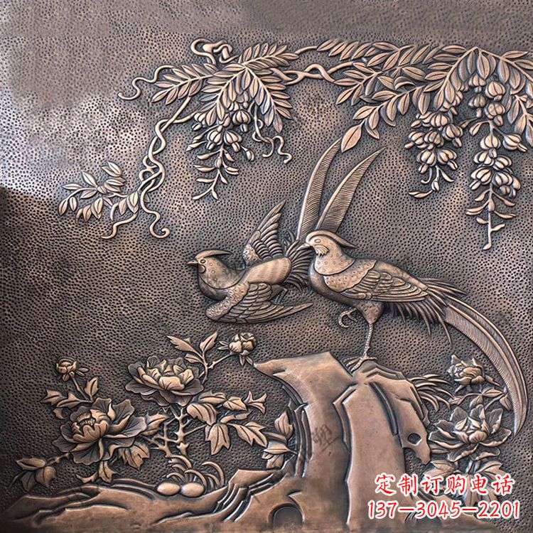 山西喜鹊紫铜浮雕装饰画