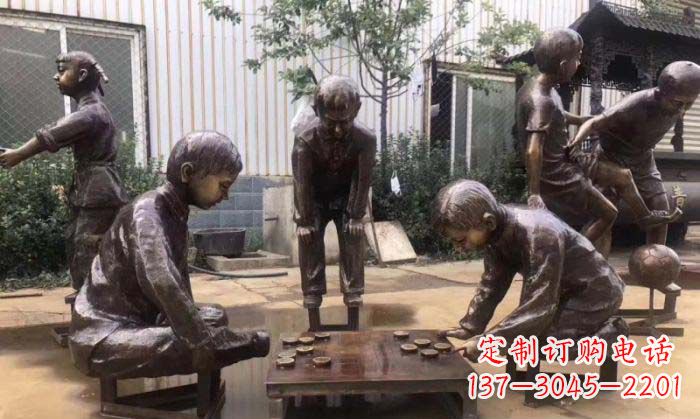 山西下象棋儿童铜雕 (2)