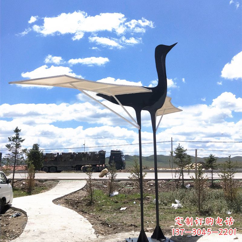 山西仙鹤不锈钢遮阳亭景观雕塑