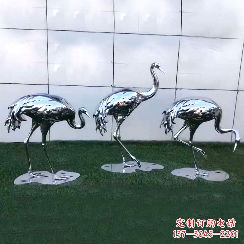 山西仙鹤镜面不锈钢雕塑