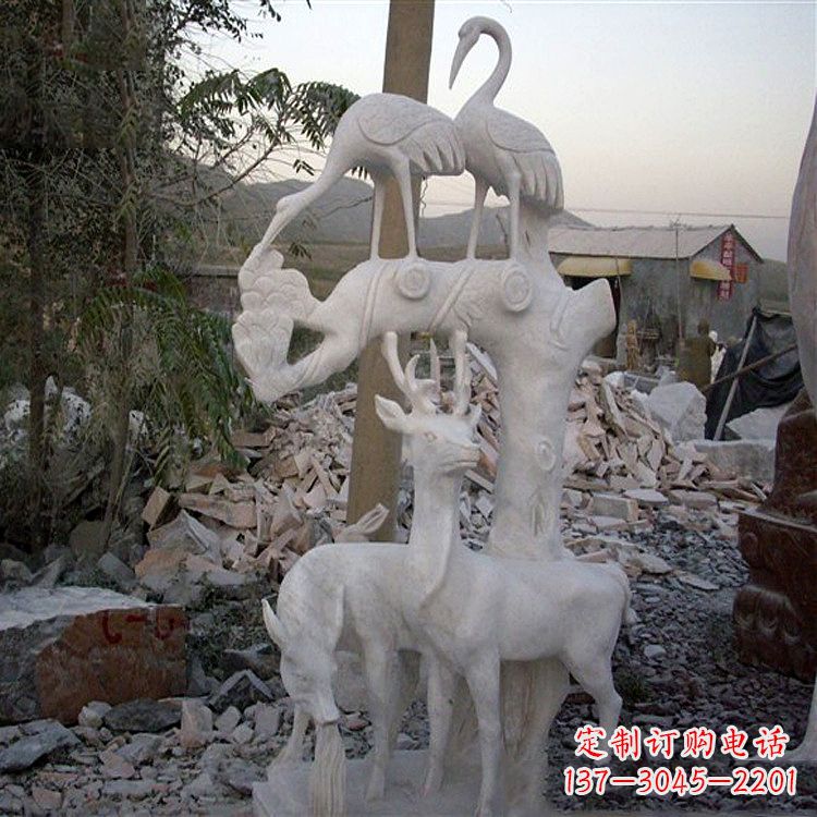 山西仙鹤石雕景观摆件