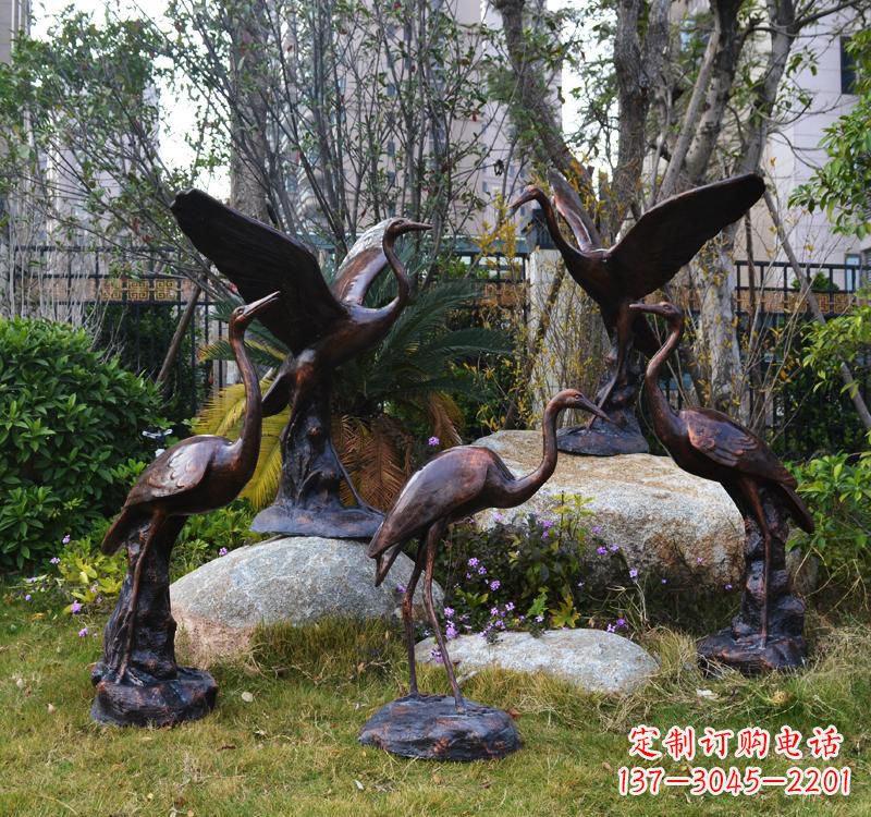 山西仙鹤铜雕塑 (2)