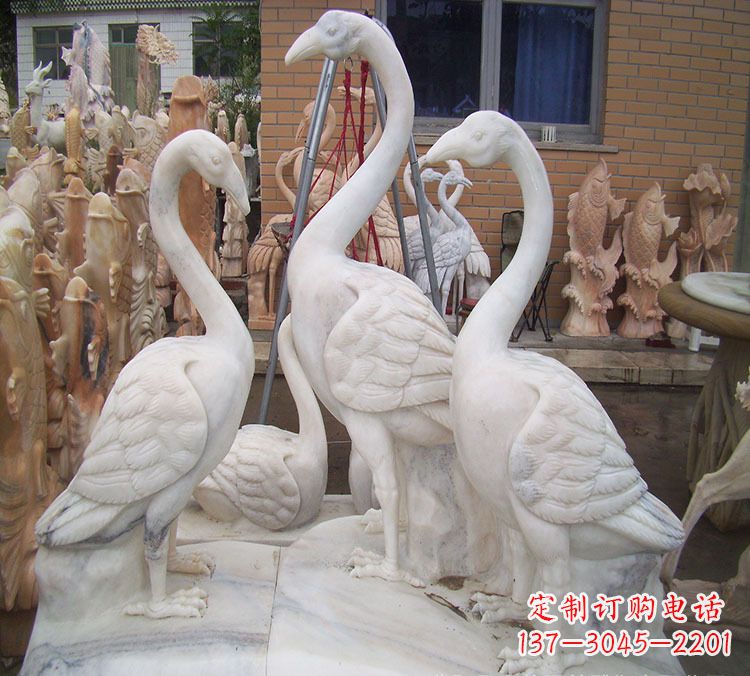 山西仙鹤衔树枝 石雕