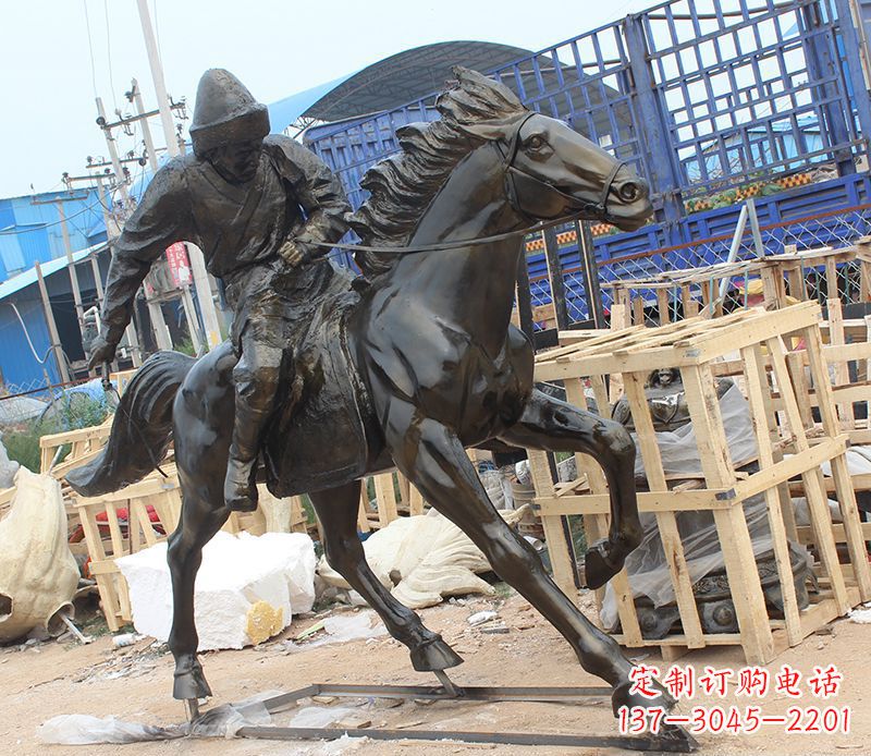 山西现代骑马人物公园景观铜雕