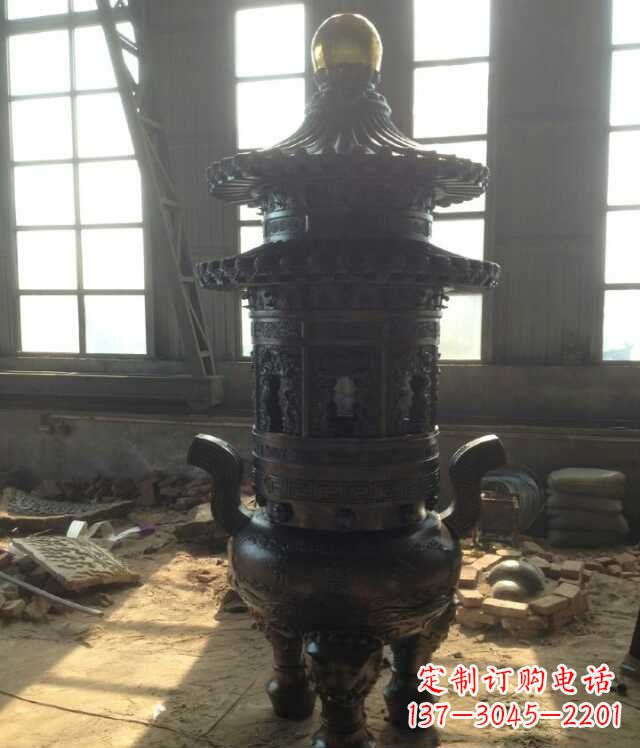 山西香炉铜雕塑 (2)