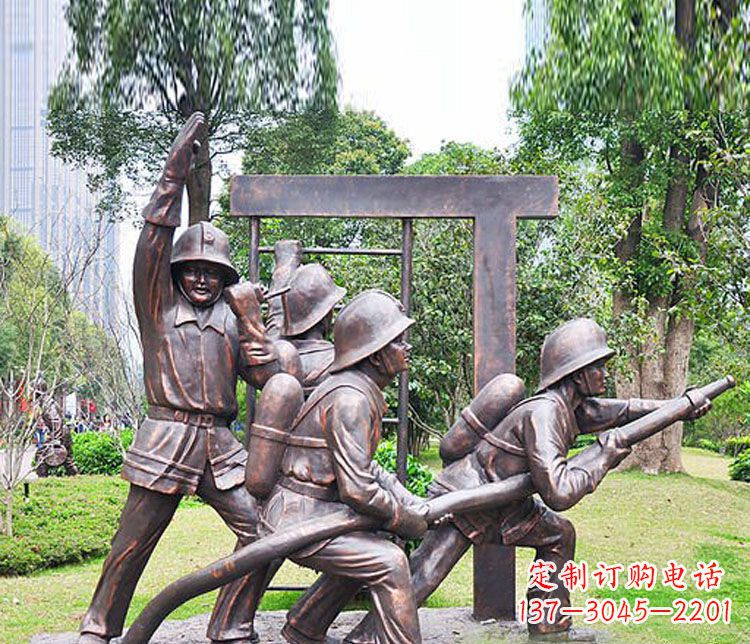 山西消防员人物铜雕 (2)