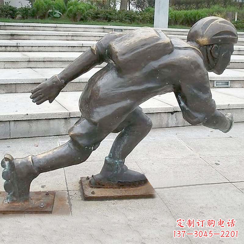 山西小孩滑旱冰广场人物运动雕塑