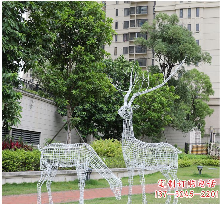 山西小区不锈钢镂空梅花鹿鹿雕塑