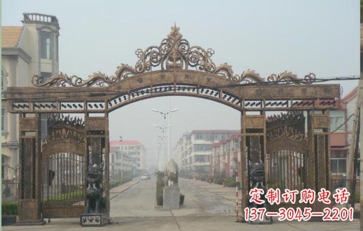 山西小区不锈钢门口牌坊雕塑