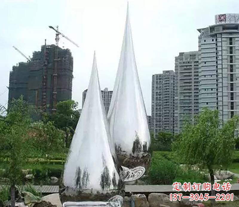 山西小区不锈钢水滴雕塑