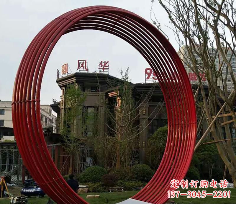 山西小区不锈钢圆环景观雕塑